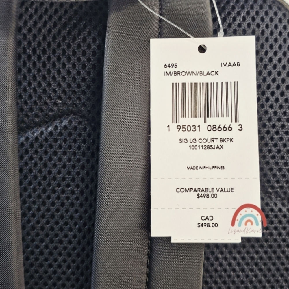 New! Coach Large Court Backpack in Signature Canvas Leather Gold Brown Black - Picture 13 of 16